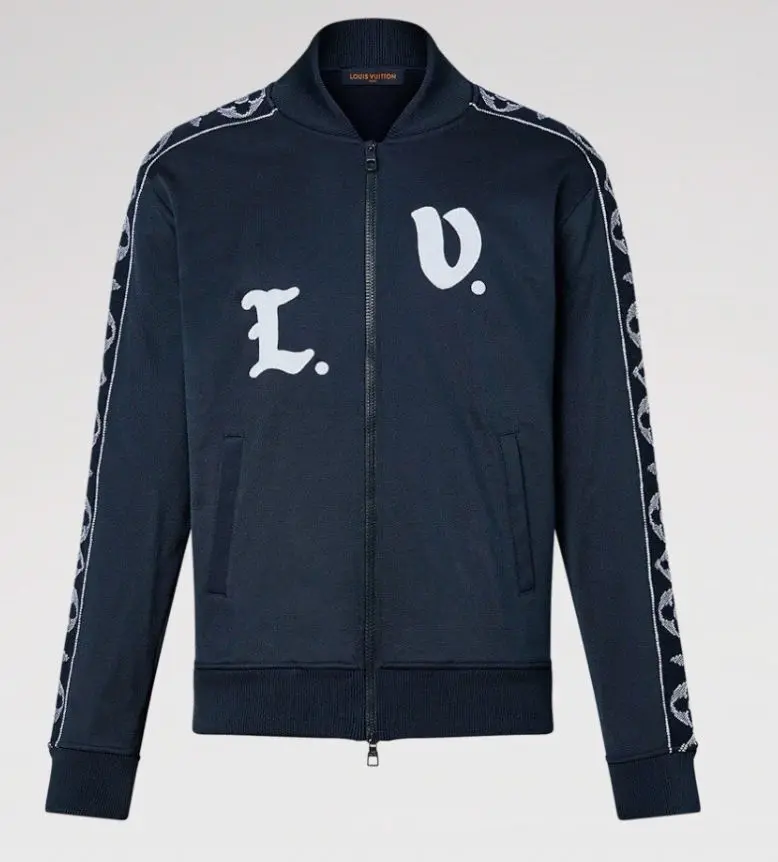Louis Vuitton Flower Band Embroidered Track Jacket Navy