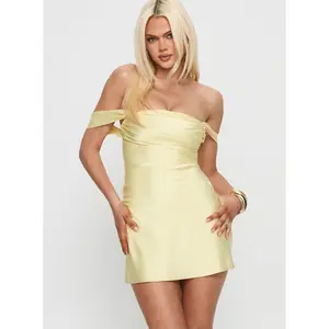 Zabbarra Off The Shoulder Mini Dress Lemon