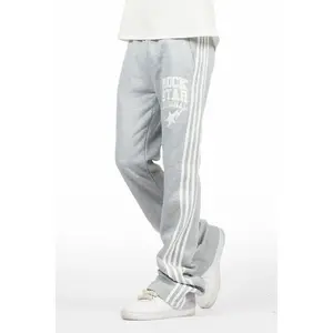 Gerrit Heather Grey Fleece Stacked Baggy Track Pant