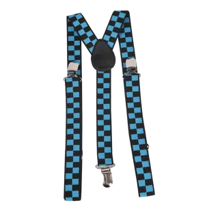 Checkerboard Suspender | Adjustable Y-Back Suspenders with Sliver Clasps – Party Costume Accessory - Unisex Fashion | 23" - 40" Length
