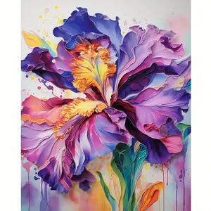 1 PC Blooming Purple Flowers Paint by Numbers Kit, 16×20 Inches - Frameless - Acrylic DIY Painting Set for Beginners - Handmade Art Kit - Paint-by-Number Coloring Kit - Ideal for Home Wall Decor & Gifting - Frame Not Included