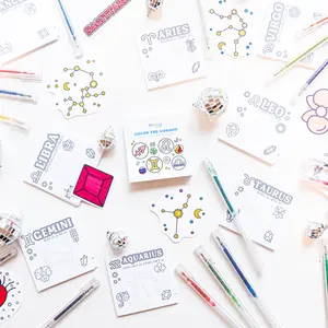 Color the Cosmos Bundle - Color the Cosmos Mini Coloring Book, Stickers + Post It, and Gel Pens/Colored Pencils/Markers