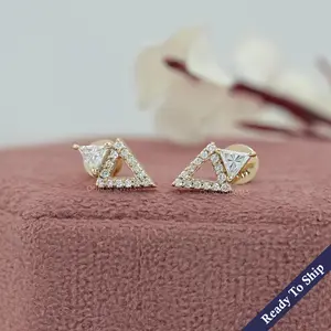 Triangle Lab Grown Diamond Open Stud Earrings