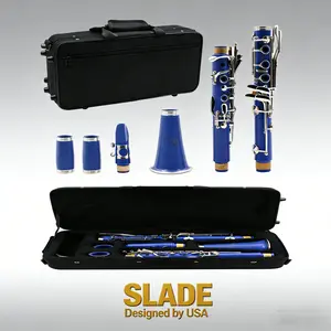 Slade Reed Clarinet B Woodwind Body 17 Keys 6 Rings Sky Blue Cloth Box, High-Quality Musical Instrument Accessory
