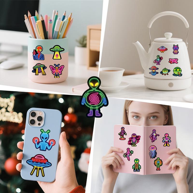 Neon Stickers 50pcs Trendy Hot-Selling 4 Series Waterproof DIY Stickers for Laptops Water Cups Phone Cases Personalized Expression