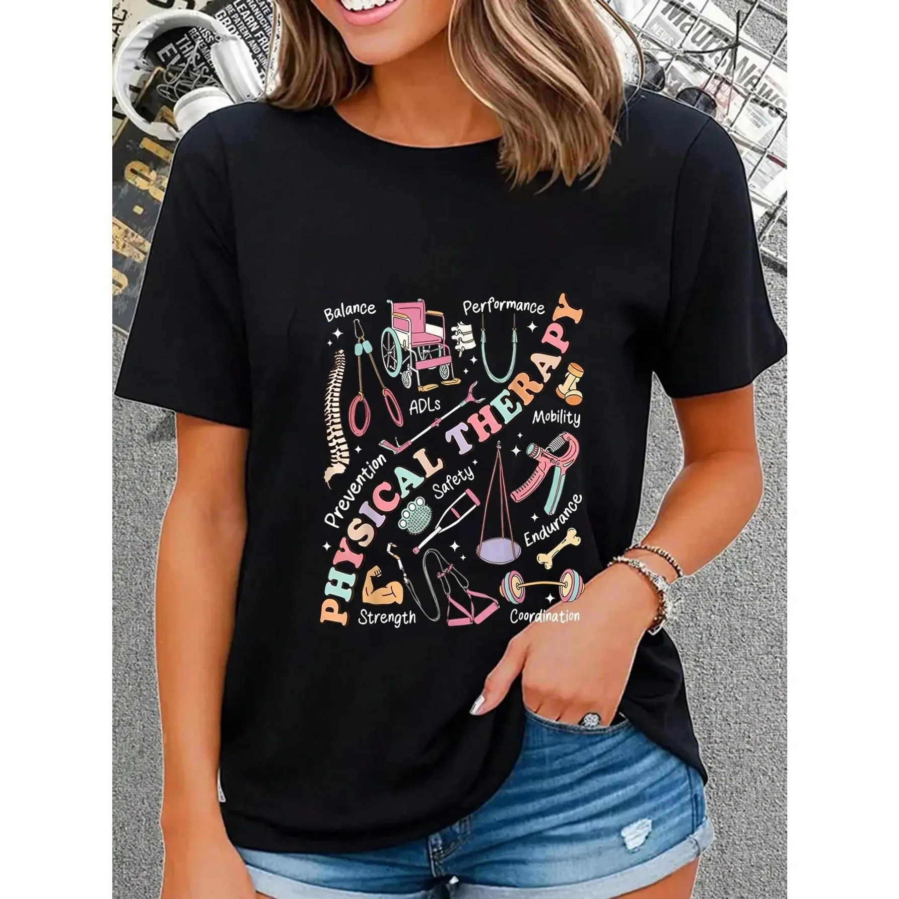 100% Cotton Retro Groovy Physical Therapy PT Exercise DPT Therapist PTA T-Shirt