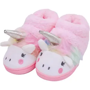 P-CPA08  Girls Unicorn Slippers Toddler Girls Slippers Warm Comfortable Anti-Slip House Slipper for Kids Indoor Outdoor(Little Kid/Big Kid)