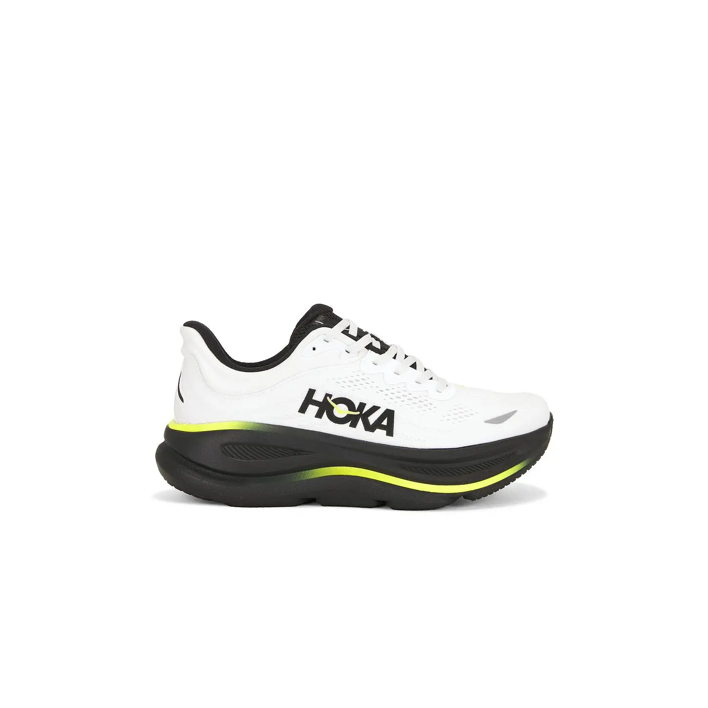 HOKA Bondi 9 Sneaker in White & Citrus
