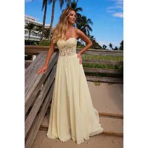 Strapless Floral Appliquees Prom Dress Nox Anabel C1617