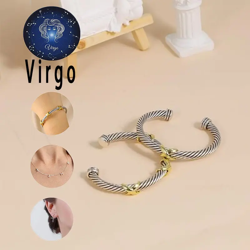 [Virgo jewelry set ][Design Selcted]  Bracelet + Necklace+ Earrings fashion Simplistic sense elegance Versatile for daily wear date prom party Family best friends mother Gift