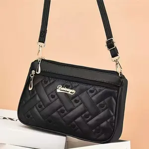 Ladies' large capacity zipper crossbody bag, adjustable shoulder strap shoulder bag, travel, school, party safety zipper bag, synthetic leather mom daily handbag