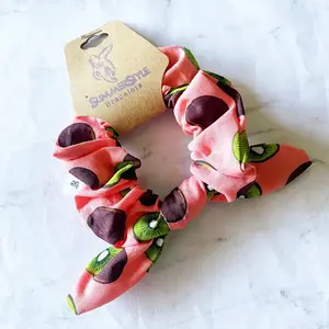 Cute Kiwi Bow Scrunchie, Scrunched Bow Hair Tie, Kiwi Gift, Hair Accessories, SummerStyle Bracelets