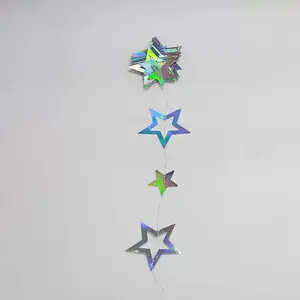 Shiny Cutout Star Sequin Ceiling Decoration, Hanging Ornament, 157.48 Inches Laser Cut Paper, Wedding, Christmas, Birthday Party, Halloween Decor