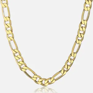 Hermah 6mm Yellow Gold Filled Figaro Necklace For Men Boys Stainless Steel Link Chain 18-24inch Punk Hiphop Jewelry Gifts