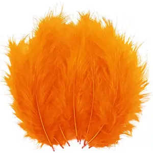 100pcs Orange Feathers Fluffy Turkey Marabou Feathers 4-6 Inches for Crafts Dream Catcher Fringe Trim Colored Feathers Fly Tying Material