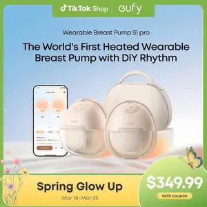 【Exclusive Bundle】eufy S1&S1 Pro Heated Wearable Breast Pump, Hands-Free Breast Pump with Industry-Leading HeatFlow Tech, App-Controlled OptiRhythm, Hospital-Grade Suction, Leakproof, Slim and Ultra-Quiet for in-Bra Use