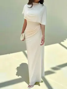 Elegant Women's Modern Office Dress Formal Wear Stretch Waist Design Multi-Layer Pleated Decoration Slimming Effect Long Tea Party Spring Summer Mesh staple seasonal musthave everyday versatile style, statement piece, trending now
