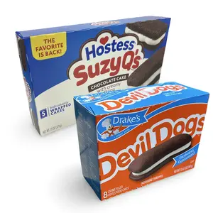 Hostess Suzy Q's & Drake's Devil Dogs Combo Pack - 1 Each Cream-Filled Chocolate Snack Cakes, Food & Snacks for Cupboard Storage (3 Months Shelf Life)