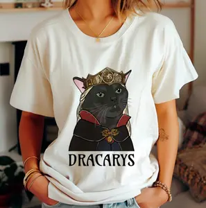 Zoned Out Black Car Dracarys Queen Rhaenyra T-shirt, Cat Humor, Gift For Cat, Cat Mom Shirt, Cotton Casual Graphic, Unisex Daily Outfit