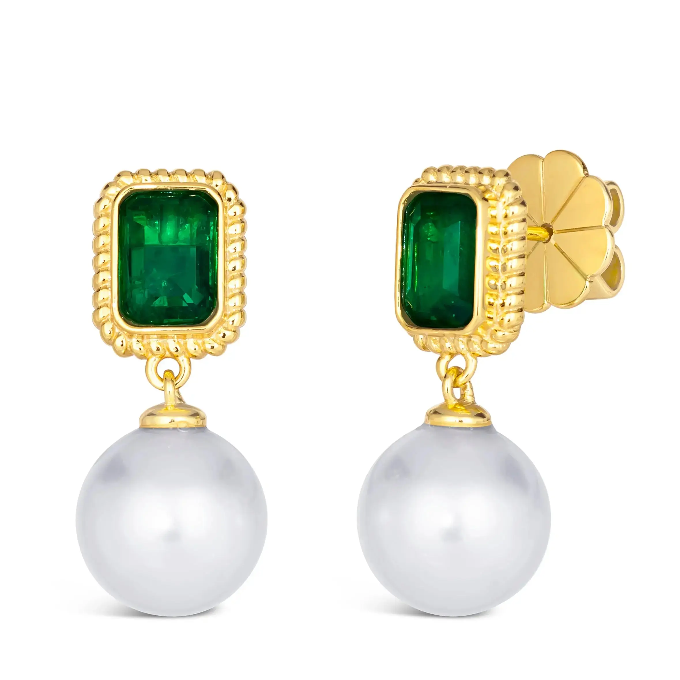 Encanto Pearl Drop Earrings in Emerald