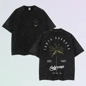 Men's Plants Print Round Neck Tee, Trendy Coconut Tree Print Short Sleeve T-Shirt for Men,Oversized Heavyweight Cotton T-Shirts, 90s Graphic Unisex fashion , 100% Premium Cotton 230gsm, Inspired graphic tees men gifts anime tee dailywear Menswear