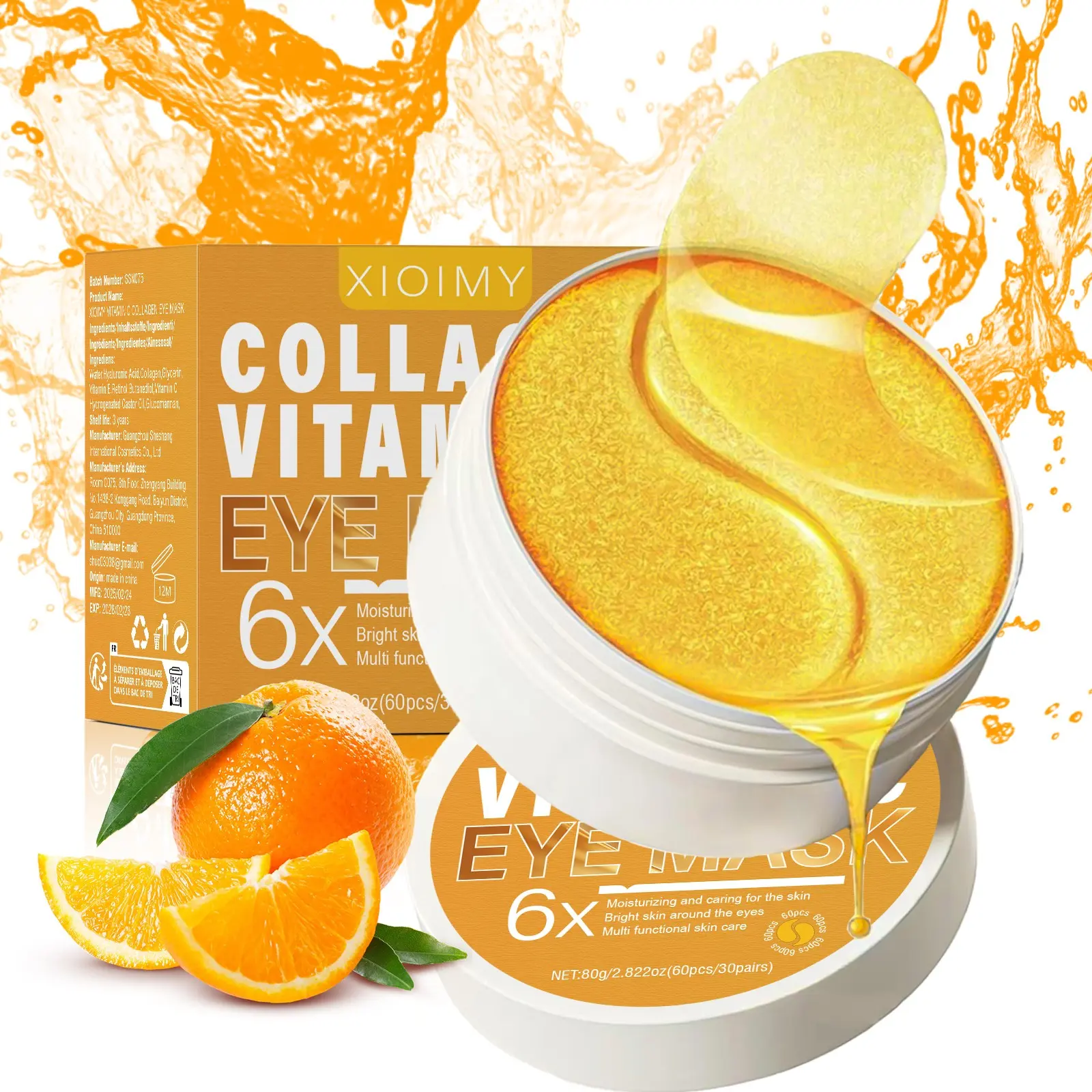 60pcs Collagen & Vitamin C Eye Masks, Moisturizing Eye Mask Treatment, Strong Hydration, Boosts Skin Elasticity, Brighten & Moisturize, Eye Gel Patches