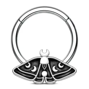 Oufer 16G Moon Wings Moth Septum Ring 316L Stainless Steel
