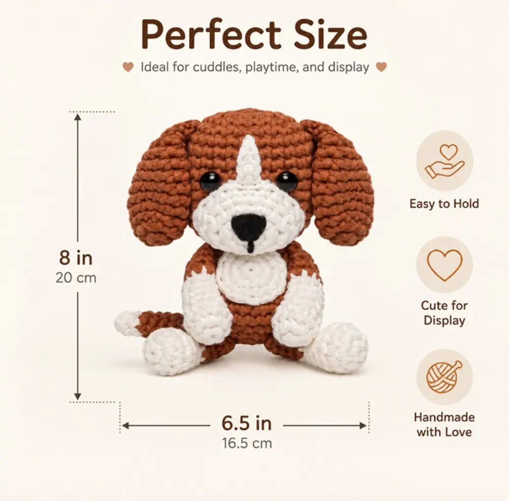TIKA Beginner Crochet Kit Puppy with Step-by-Step Video Tutorials, DIY Amigurumi Crochet Starter Set for Adults