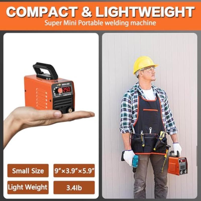 GNIWELDER Super Mini Stick Welder Machine,110V 250A ARC Portable MMA Welding Machine for Beginners,Welding Machine with 10pcs Welding Rod Tools,IGBT Inverter Welder,Hot Start Arc Force Anti-stick (Orange)