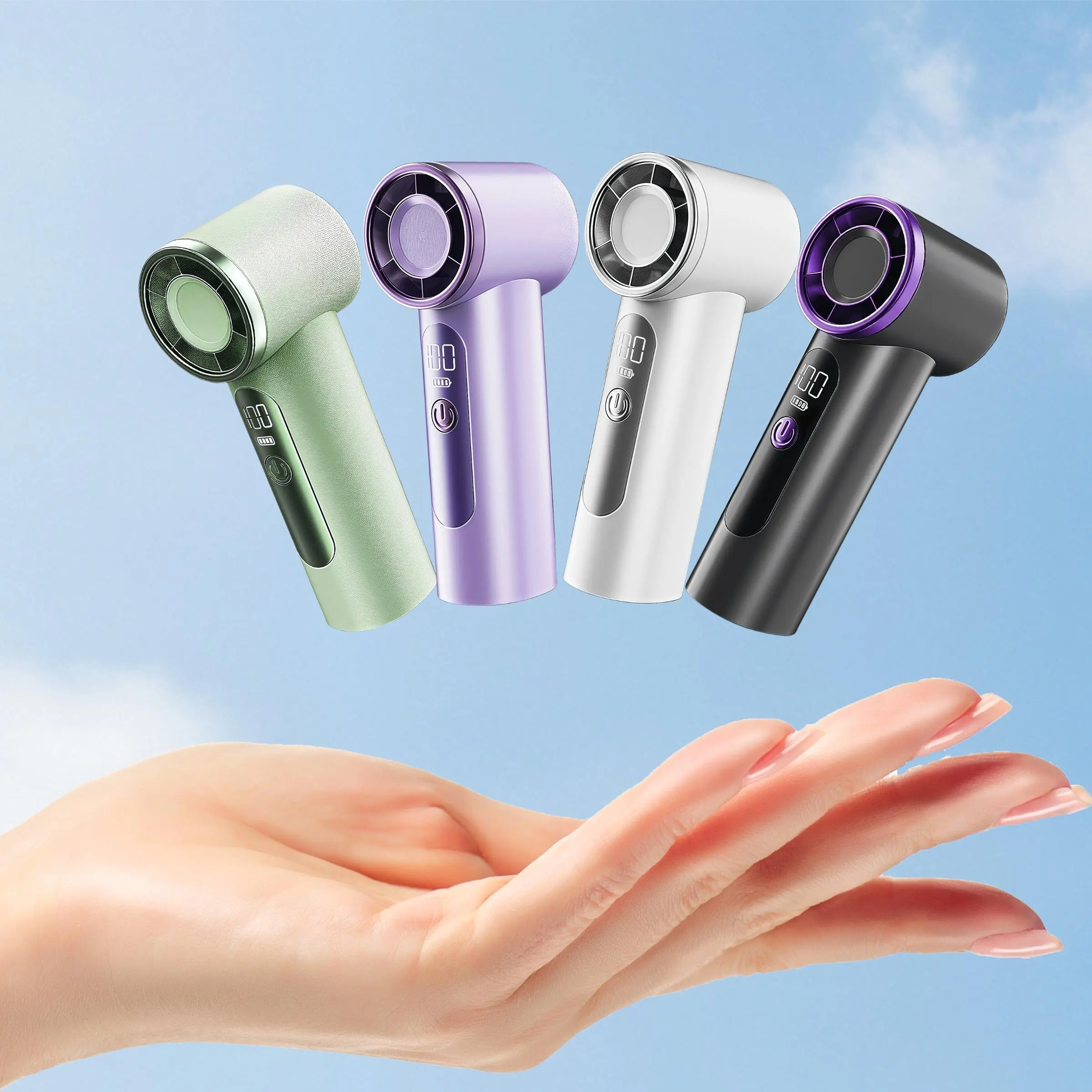 Portable Handheld Fan, 4000mAh 5-speed Wind Speed USB Fan, LED Display ...