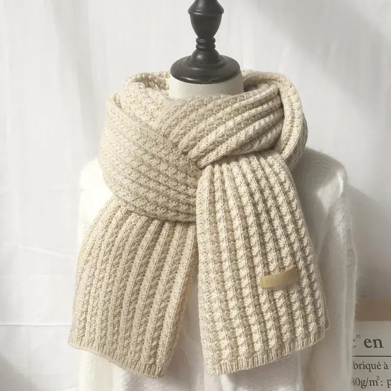 High-Quality Plain Classic Knitted Wool Scarf - Wind-Resistant, Warm, Generous Length, Unisex for Women, Casual Wear Winter Accessory (Suitable for Couple Matching), Daily Wear, Neutral Tones, Unisex Couple Design, Wind-Resistant Knit, Black, Dense Weavin