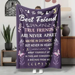 To My Best Friend Soft Fluffy Warm Hug Flannel Throw Blanket, Butterfly Pattern Cozy Nap Blanket for Couch Bed, Sentimental BFF Gift for Her for Birthday Christmas Friendship Day, Soft Fluffy Throws, Warm Hug Throws