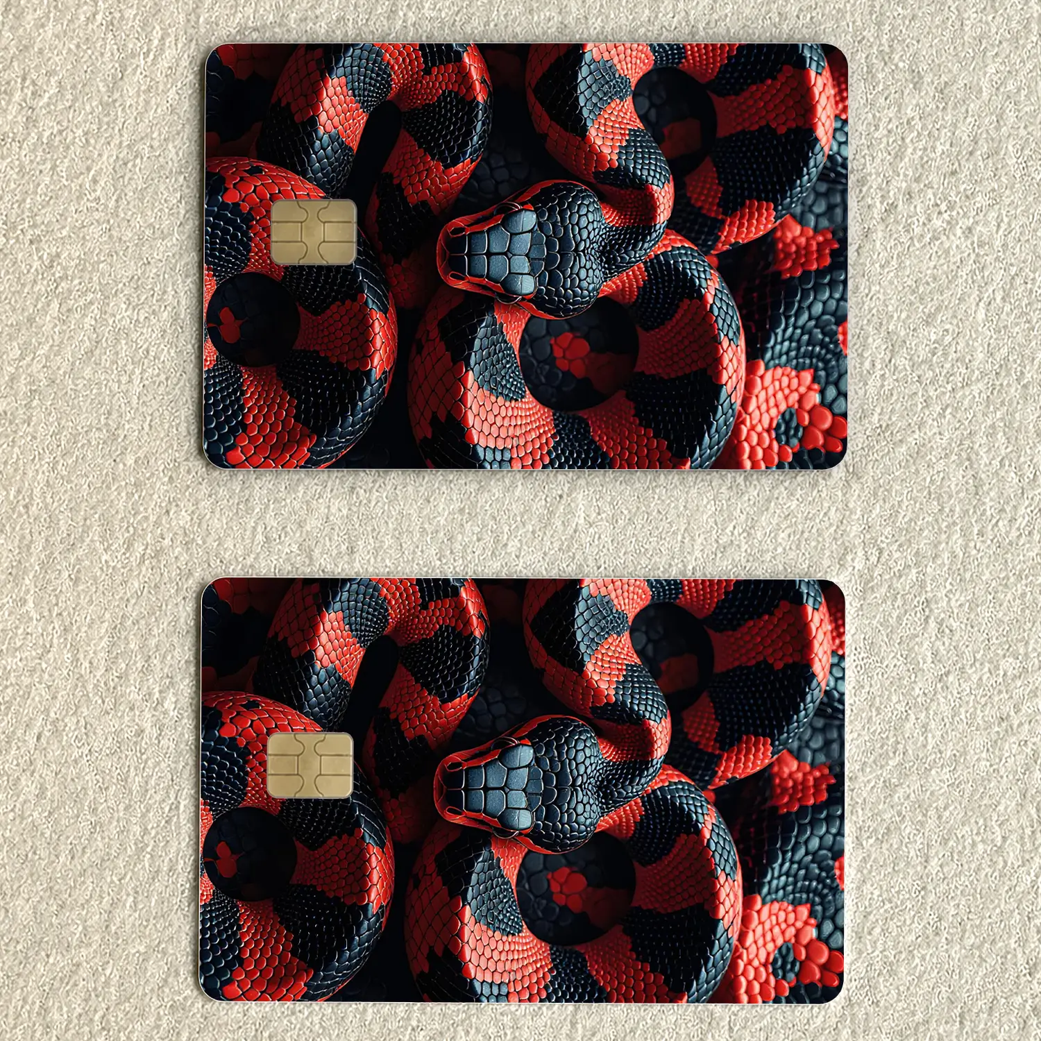 Red & Black Snake Card Skin, Dark Serpent Credit Debit Card Sticker, Reptile Pattern Card Cover, Gothic Snake Wallet Accessory