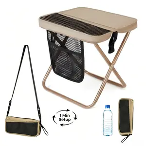 【Father's Day Gift】Portable Folding Stool, Lightweight Mini Seat, Max Load Capacity 300lbs, Compact Camping Chair with Crossbody Bag, For Queuing, Fishing, Hiking, Outdoor Soft Adventure Gear, Camping Accessories