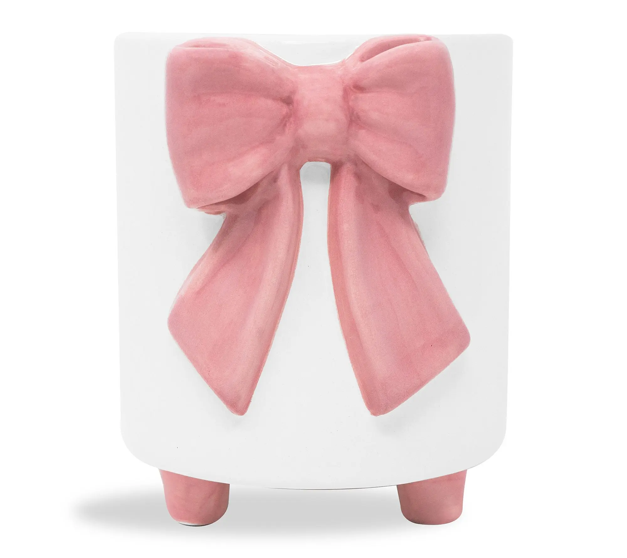 Steel Mill & Co. Footed Planter, Pink Bow