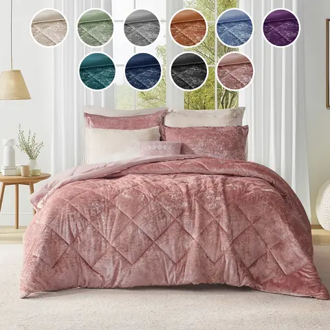 Elowen Luxury Queen Size 4pc Set Complete Bedding Set - Solid Bed Cover, Pillow Covers, Double-Sided Velvet Synthetic Polyester Fabric, Diamond Quilting, Hypoallergenic Fill, Durable, Easy Machine/Spot Clean, All-Seasons Modern Retreat Upgrade