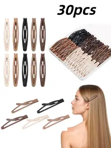 30 Pcs 5 Colors Metal Snap Hair Clips, 2.36 Inch Hair Barrettes for Women Girls, Cute Holiday Birthday Mothers Day Gifts, Hair Clips for Styling