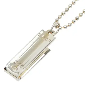 Pre-owned Tiffany & Co. Sterling Silver 925 (Ag925) Small Leather Goods TIFFANY&Co. 1837 Bar Pendant SV925 Long Necklace
