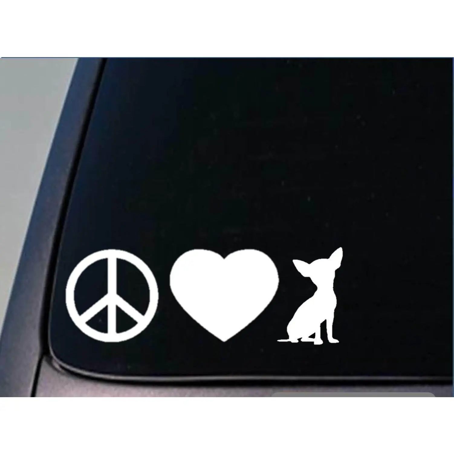 Peace love Chihuahua sticker *H118* 8" vinyl chihuahua