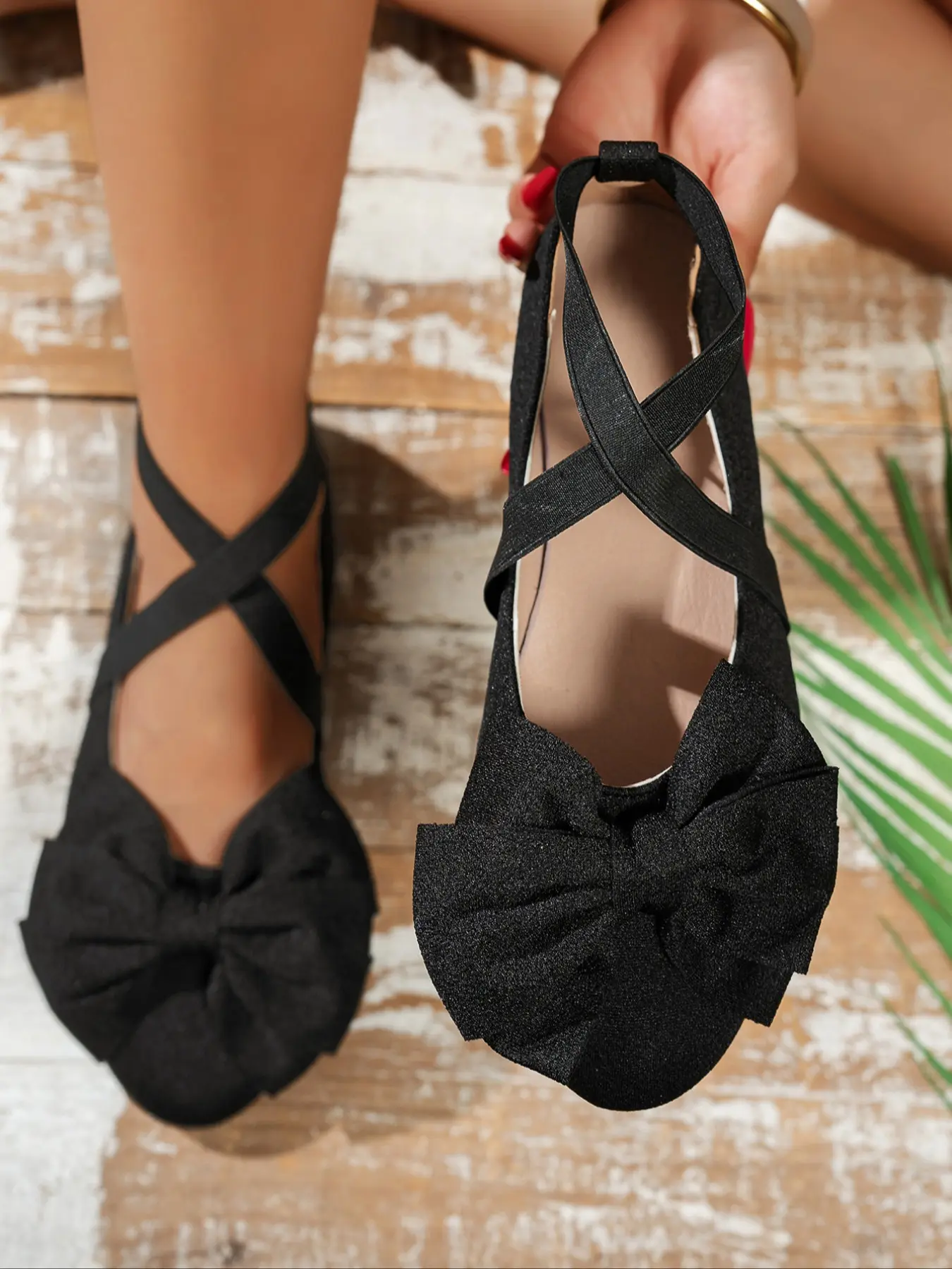 Women's Fashionable Bowknot Design Ankle Strap Flats, Elegant Pointed Toe Flat Shoes for Party, Daily Clothing Decor for Women & Girls, Footwear, Casual Daily Footwear, Black