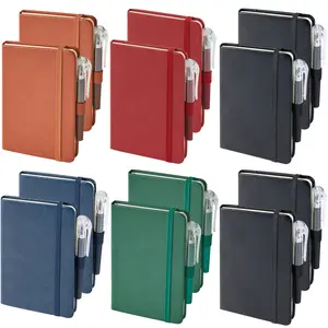 12 PCS A6 Mini Leather Pocket Journal Notebook Set - Small Hardcover Lined Notebooks with Pen, 100Gsm Paper, Multi-color, 3.7 x 5.7in for Note Taking, School, Home, Office