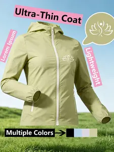 Womens Hooded Skin Coat with Yoga Lotus Print Loose Slim Fit Comfortable Breathable Lightweight QuickDrying SkinFriendly for Daily Commute Casual Outings Outdoor Trips Multiple Colors AllSeason Versatile Jacket Coat