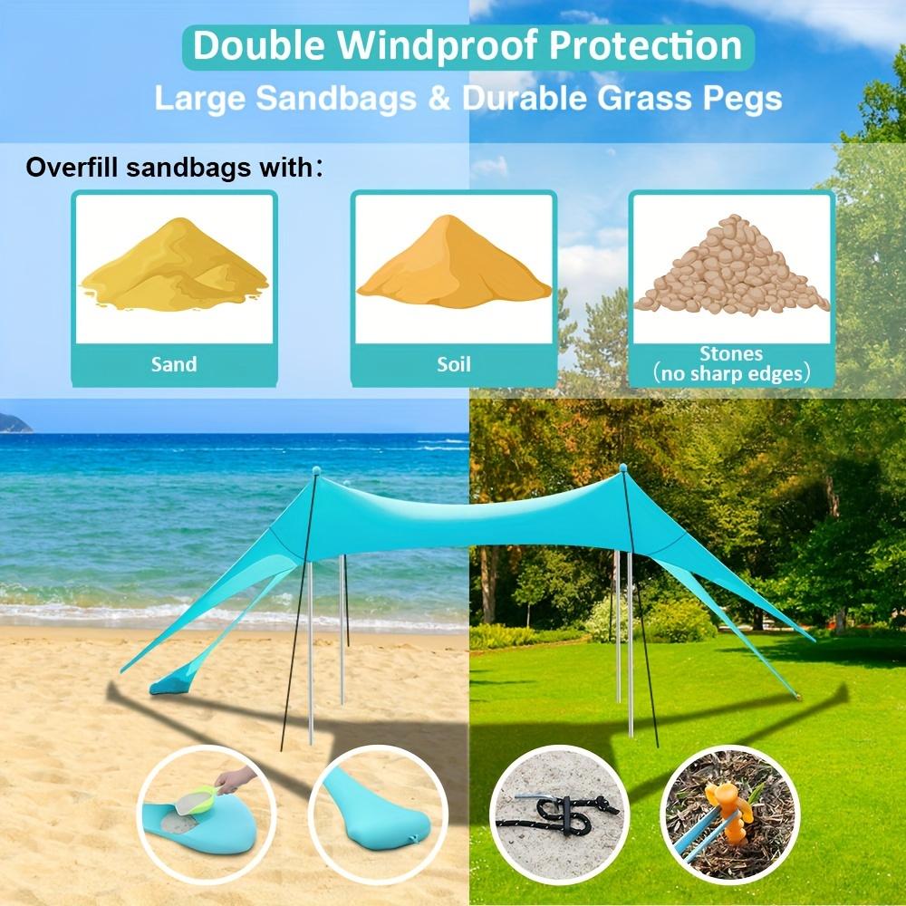 Beach Tent Canopy 10'x10' Beach Tents Sun Shelter 6-8 Person Beach Canopy Tent Sun Shade Easy Setup Pop Up Beach Shade Canopy Portable Beach Tent UPF 50+ Waterproof Windproof Beach Canopy