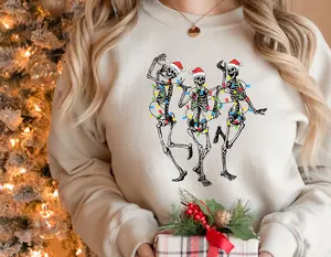 Skeleton Dancing Christmas Sweatshirt, Skeleton Dance Sweatshirt, Christmas Lights Sweatshirt, Skull Christmas Sweatshirt, Christmas Gift