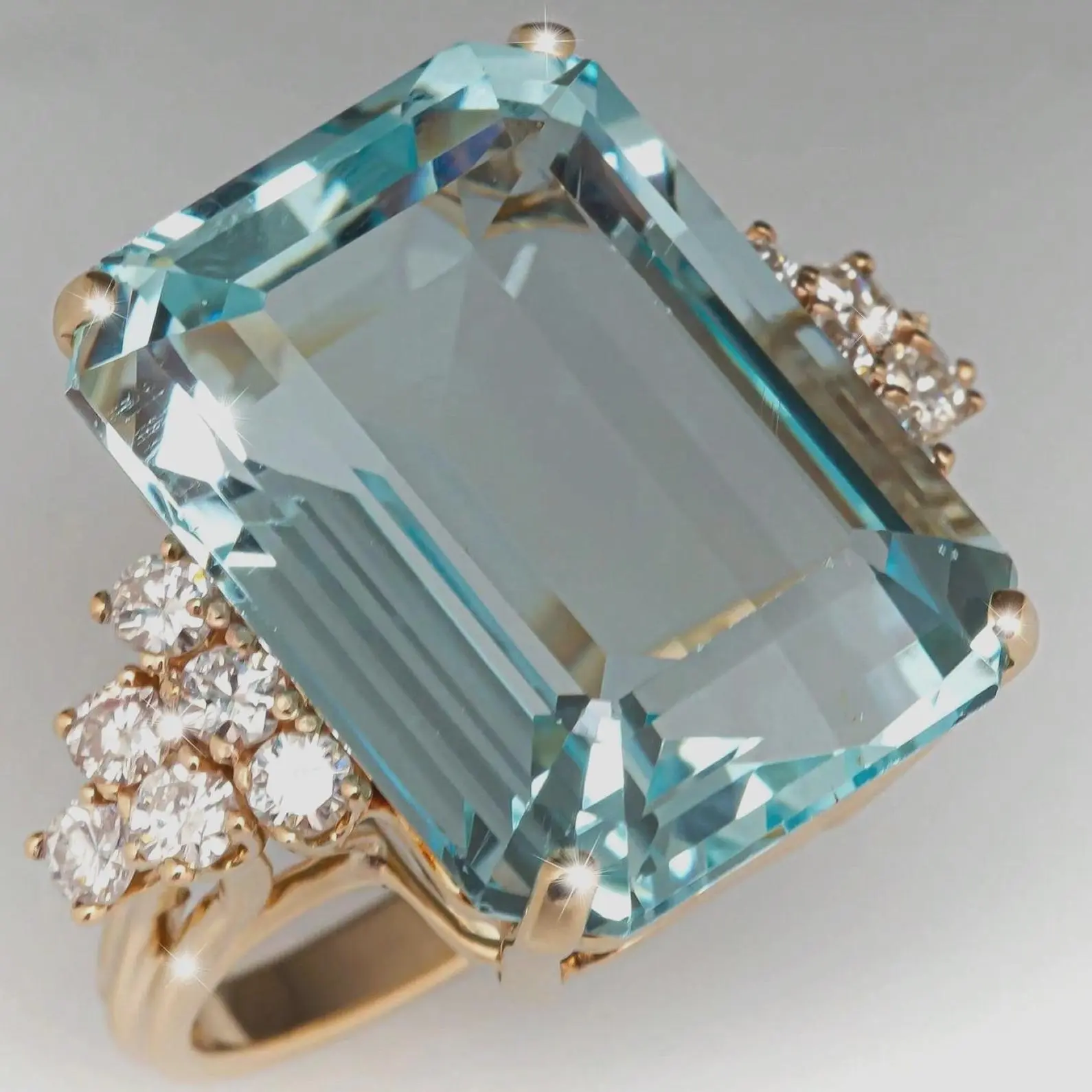 1Pcs Fashionable New Aqua Square Extra Large Cubic Zirconia Ring, Engagement Jewelry, Gift for Man, Woman, Family, or Friends