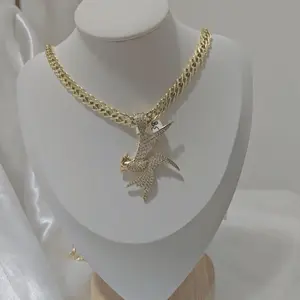 Gold Plated 396 Phoenix 538 Necklace with Detailed Pendant for Men and Women