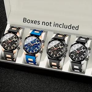 New Men's Business Fashion And Handsome Watch Set Of 4pc/3pc/2pc. Suitable For Valentine's Day, Easter, Halloween, Ramadan, Birthdays, Christmas, Giving Gifts To Friends, Valentine's Day Gifts, Suitable For Daily Wear.