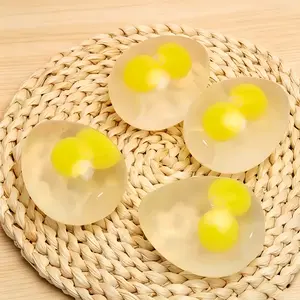ouble Yolk Egg Squishy Stress Ball, Clear Transparent Squeeze Fidget Toy for Anxiety Relief, Stretchy Slow Rebound Sensory Toy for Kids Adults, Fun Novelty Decompression Toy