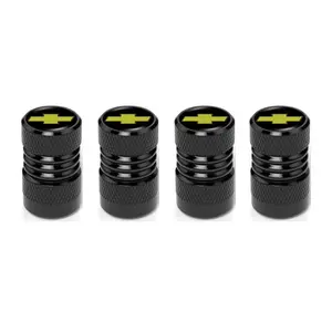 4PCS Aluminum Tire Stem Caps for Chevrolet – Compatible with Silverado Malibu Cruze, Waterproof Dustproof Black Wheel Valve Caps