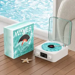 Aesthetic Wireless Speaker for Cozy Nights, Retro Record Player with White Noise, RGB Lights & Relaxing Sounds